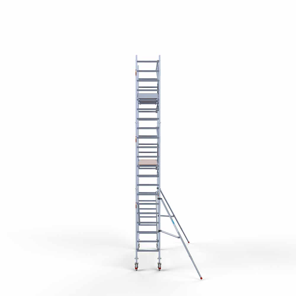 4) Rolsteiger Euroscaffold met enkele Voorloopleuning 0.75 x 3.05 x 7.2 meter werkhoogte tegen de gevel - Afbeelding 3
