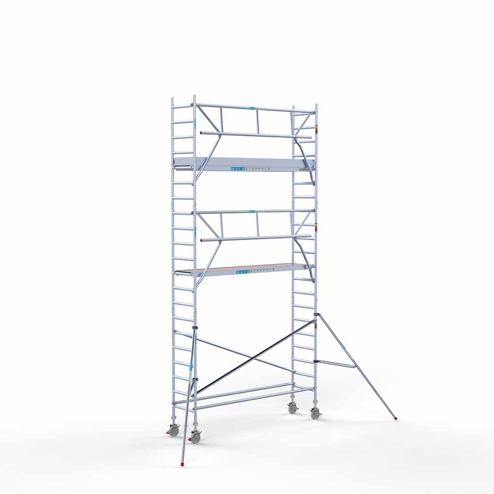 4) Rolsteiger Euroscaffold met enkele Voorloopleuning 0.75 x 3.05 x 7.2 meter werkhoogte tegen de gevel - Afbeelding 2
