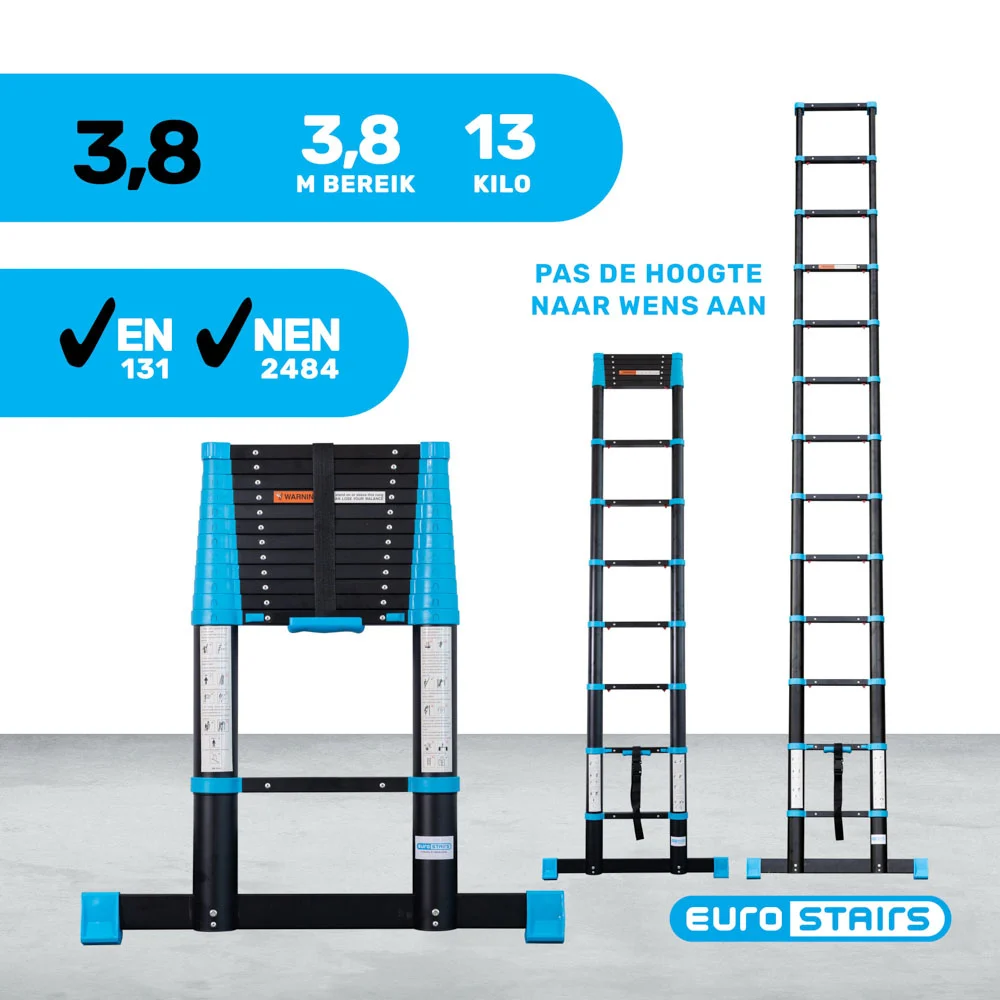 Telescoopladder 3.8m Black 'n Blue Professioneel